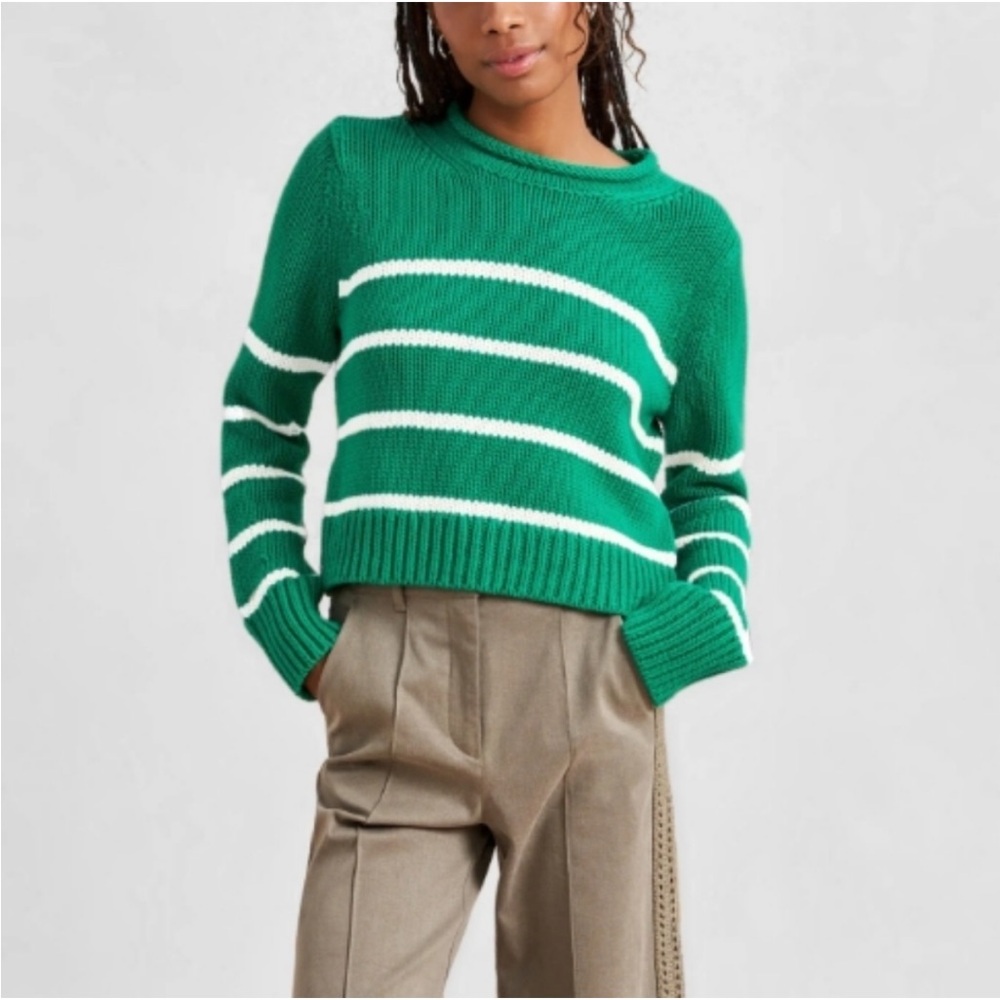 Sakara x La Ligne Green and White Striped Sweater